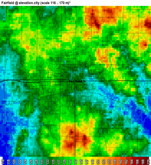 Fairfield elevation map