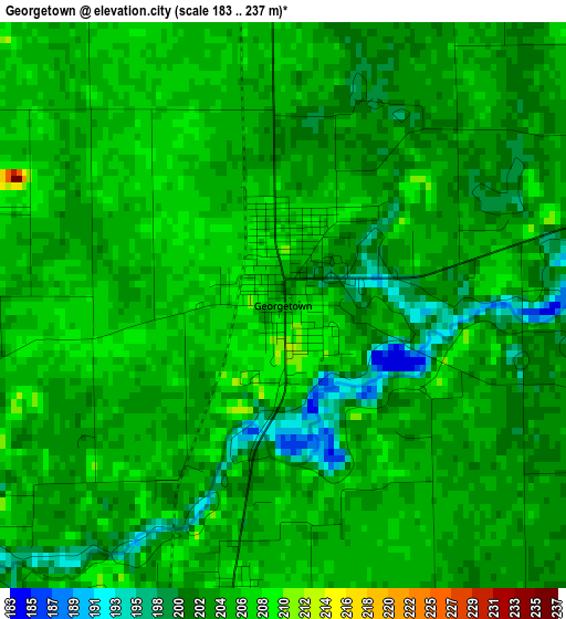 Georgetown elevation map