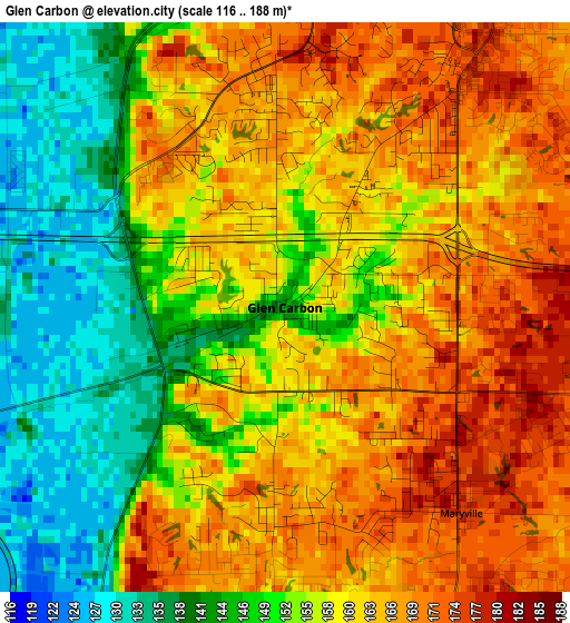 Glen Carbon elevation map