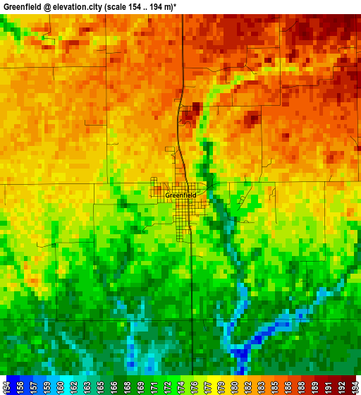 Greenfield elevation map