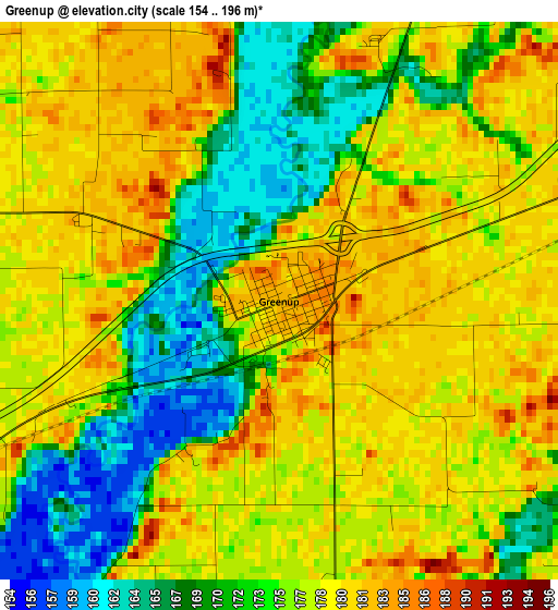 Greenup elevation map