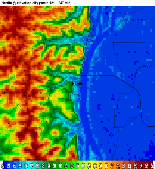 Hardin elevation map