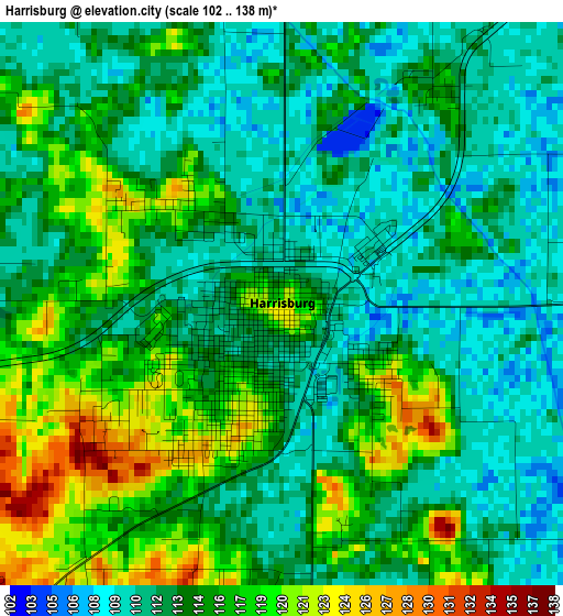 Harrisburg elevation map