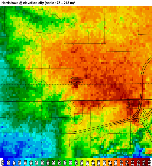 Harristown elevation map