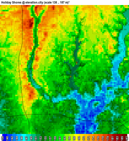 Holiday Shores elevation map