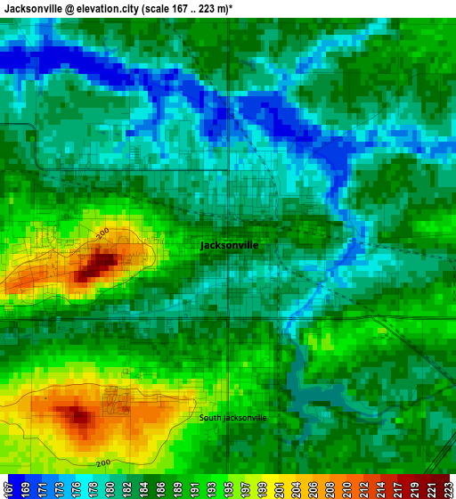 Jacksonville elevation map