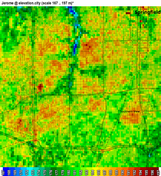 Jerome elevation map