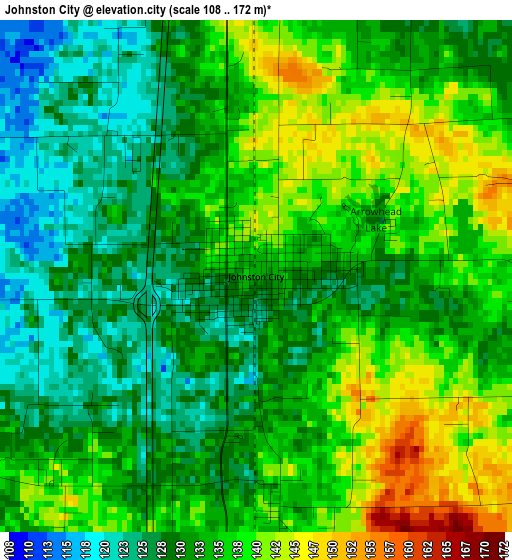 Johnston City elevation map