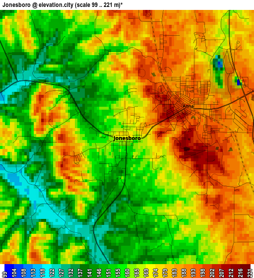 Jonesboro elevation map