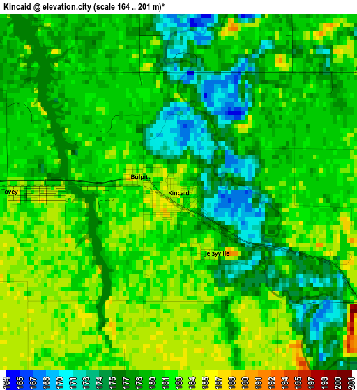 Kincaid elevation map