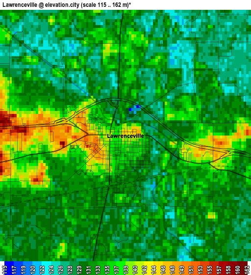Lawrenceville elevation map