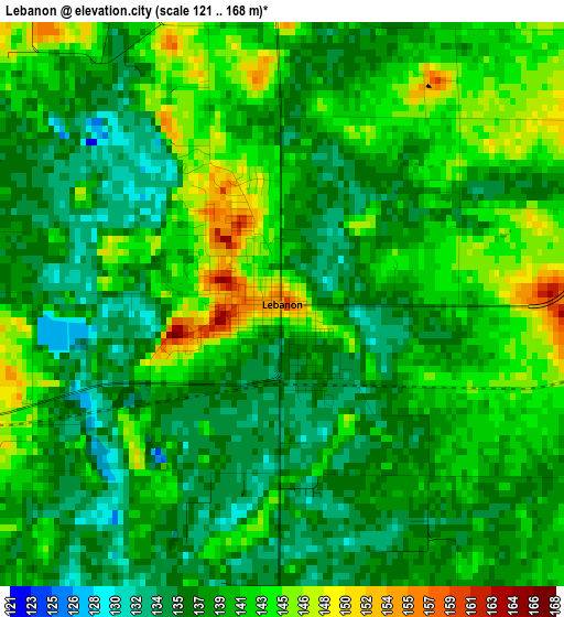 Lebanon elevation map