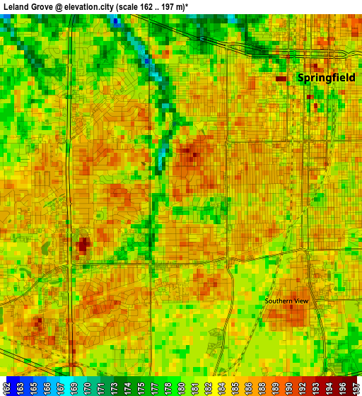 Leland Grove elevation map