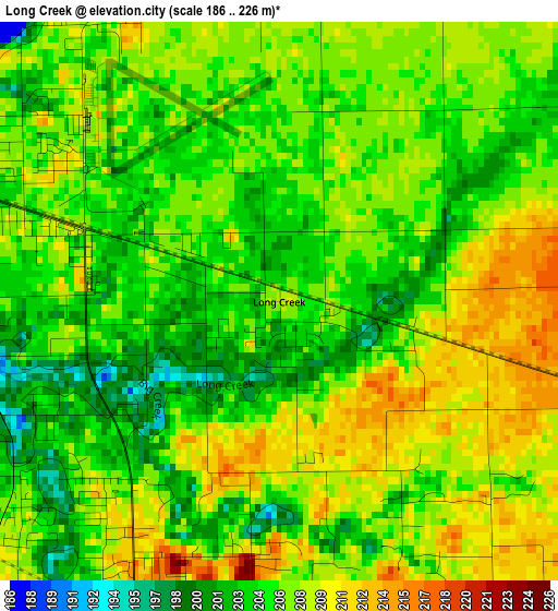 Long Creek elevation map