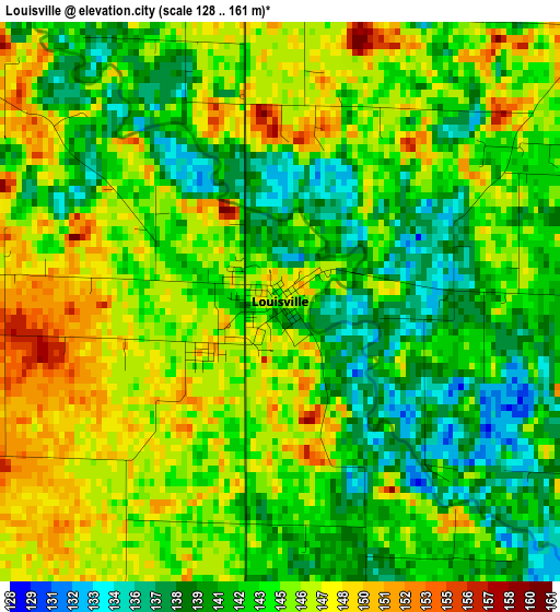 Louisville elevation map