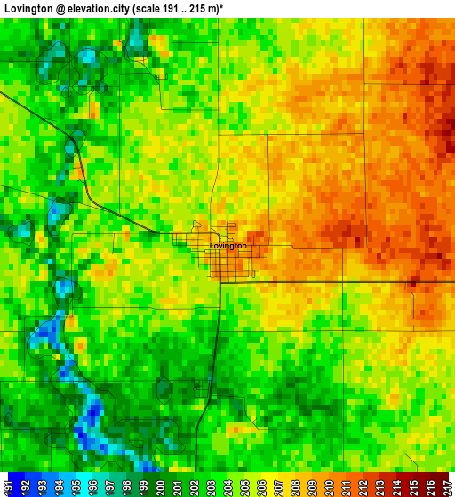 Lovington elevation map