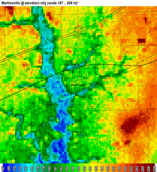 Martinsville elevation map