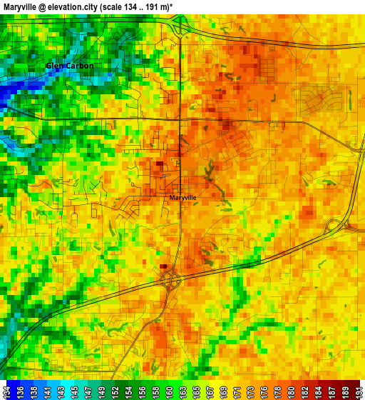 Maryville elevation map