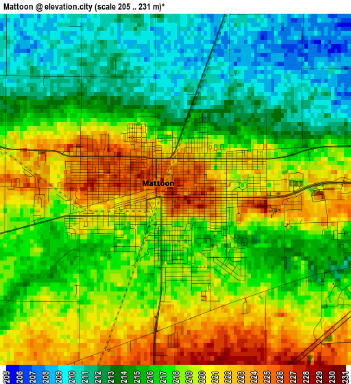 Mattoon elevation map