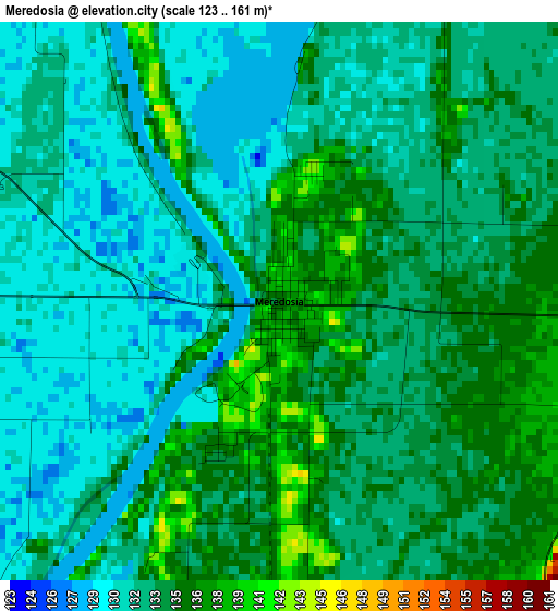 Meredosia elevation map