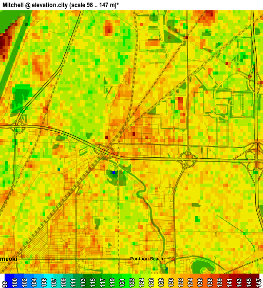 Mitchell elevation map