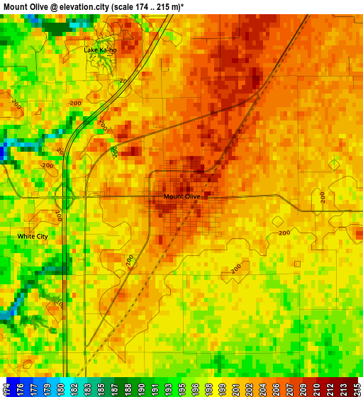 Mount Olive elevation map