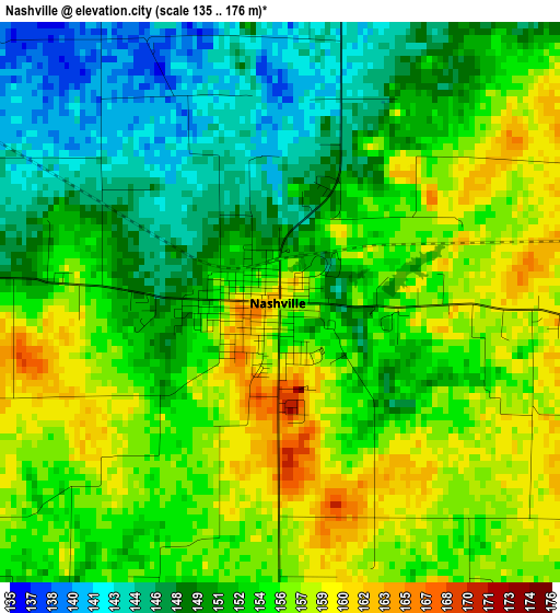 Nashville elevation map