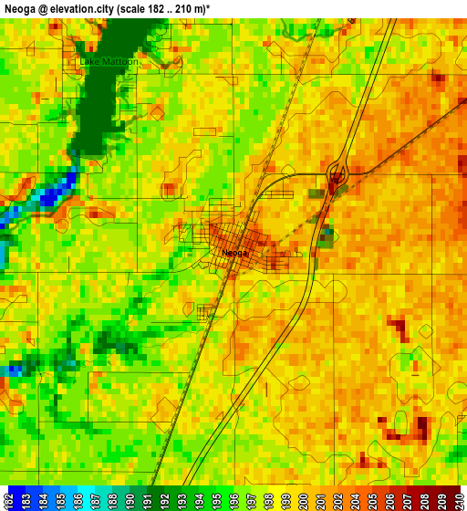 Neoga elevation map