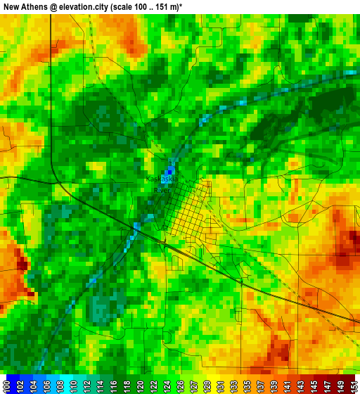 New Athens elevation map