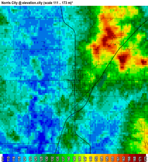 Norris City elevation map