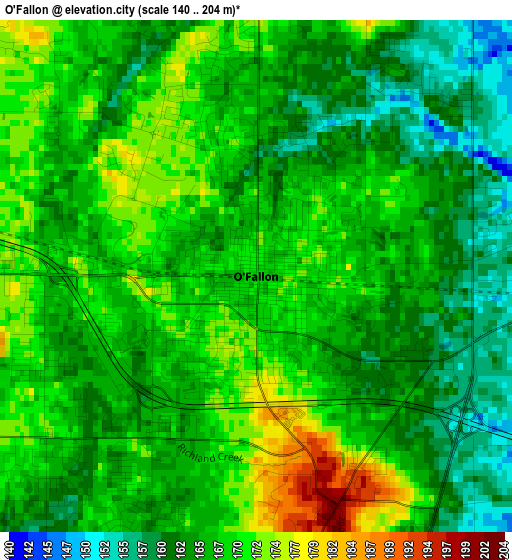 O'Fallon elevation map