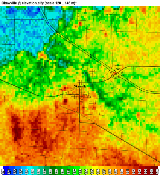 Okawville elevation map