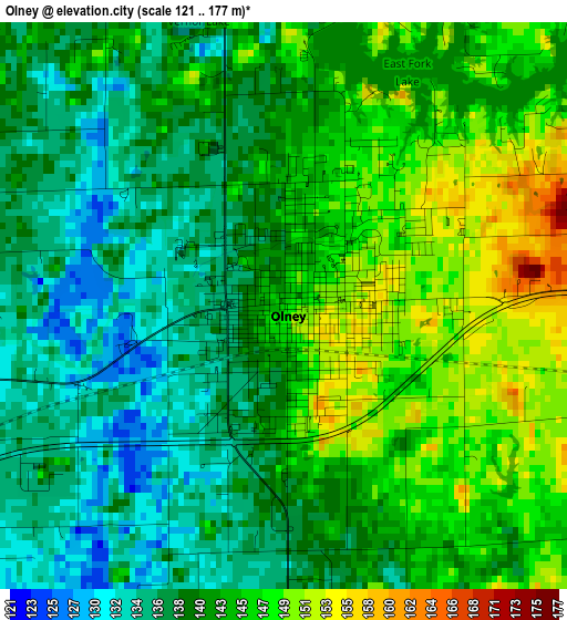 Olney elevation map