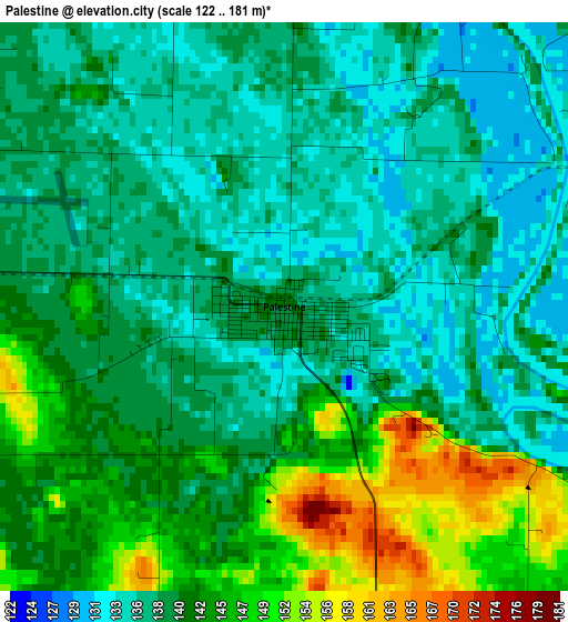 Palestine elevation map