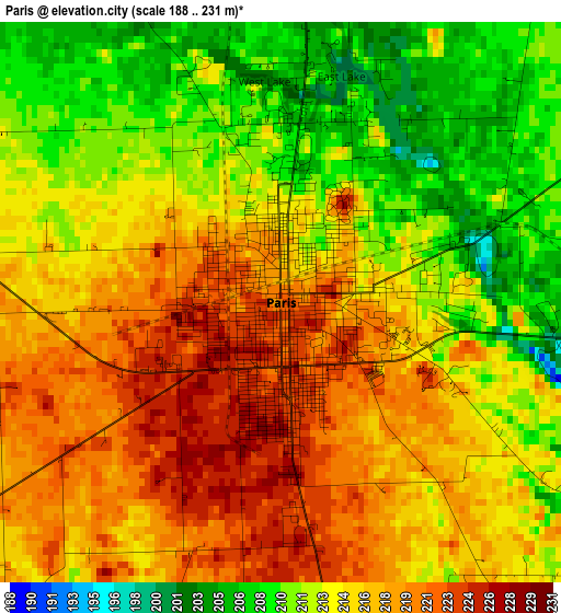 Paris elevation map