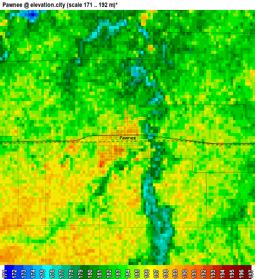 Pawnee elevation map