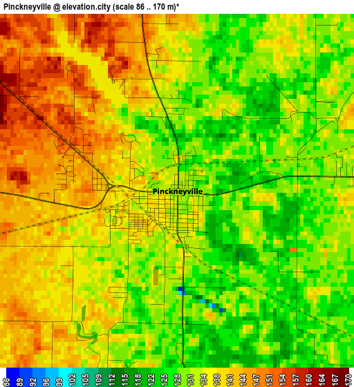 Pinckneyville elevation map