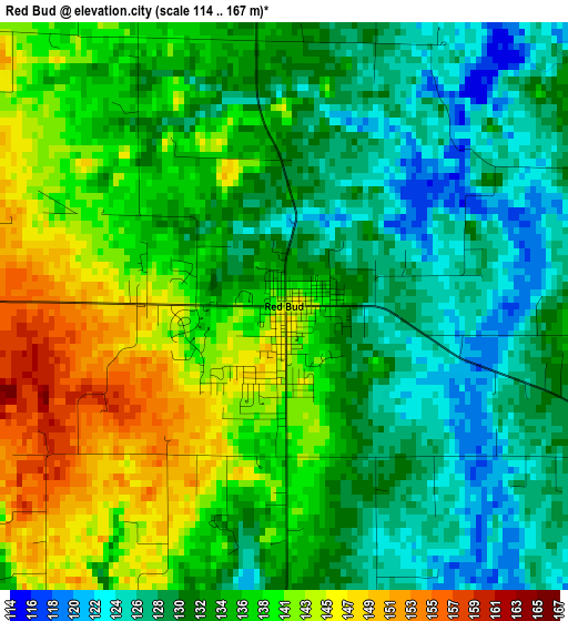 Red Bud elevation map