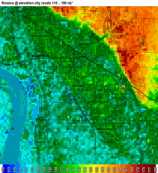 Roxana elevation map