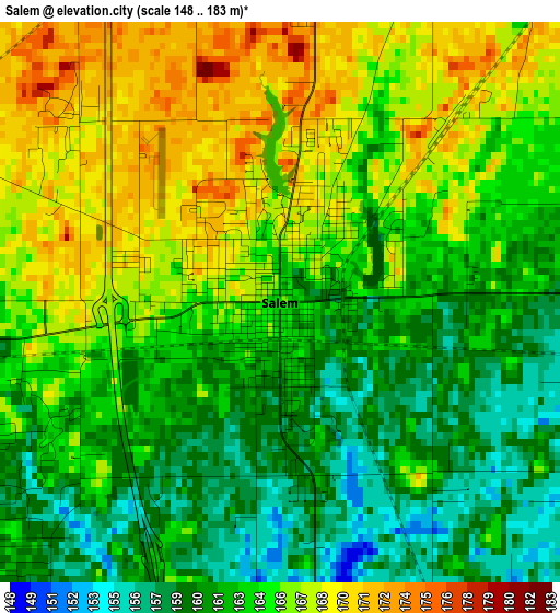 Salem elevation map