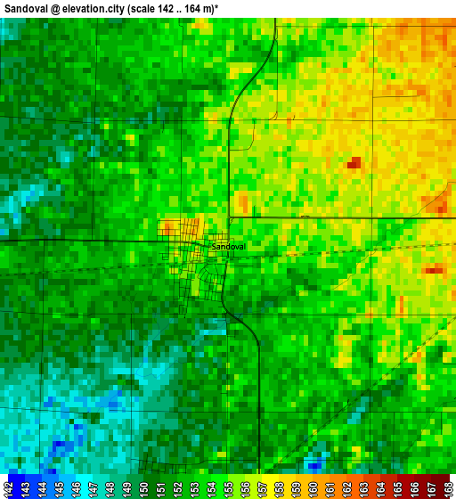 Sandoval elevation map