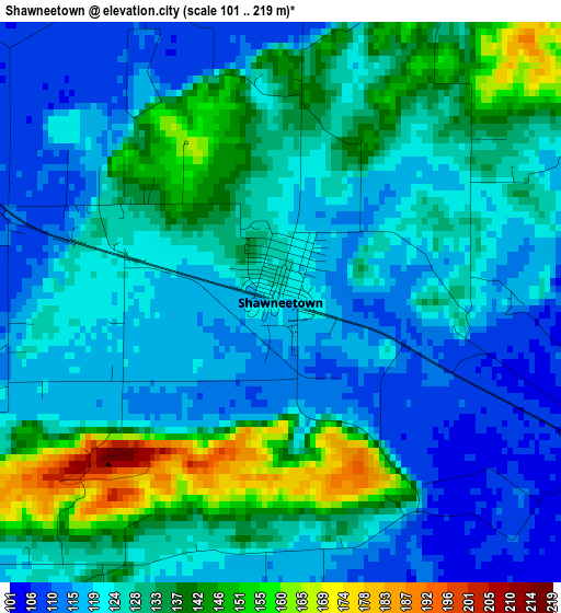 Shawneetown elevation map