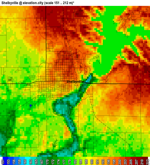 Shelbyville elevation map