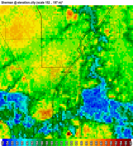 Sherman elevation map