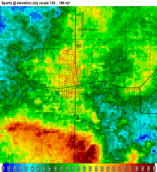 Sparta elevation map