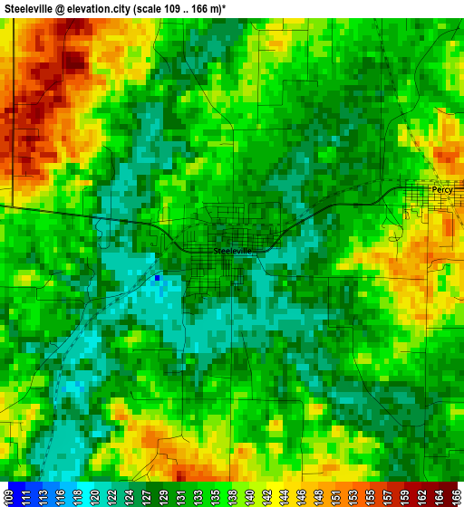 Steeleville elevation map