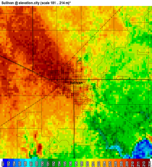 Sullivan elevation map