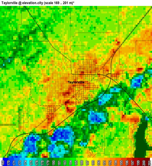 Taylorville elevation map