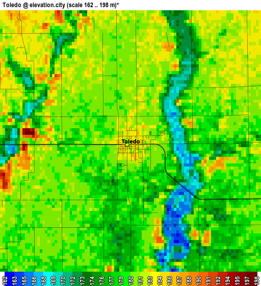 Toledo elevation map