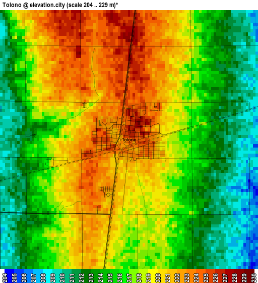 Tolono elevation map